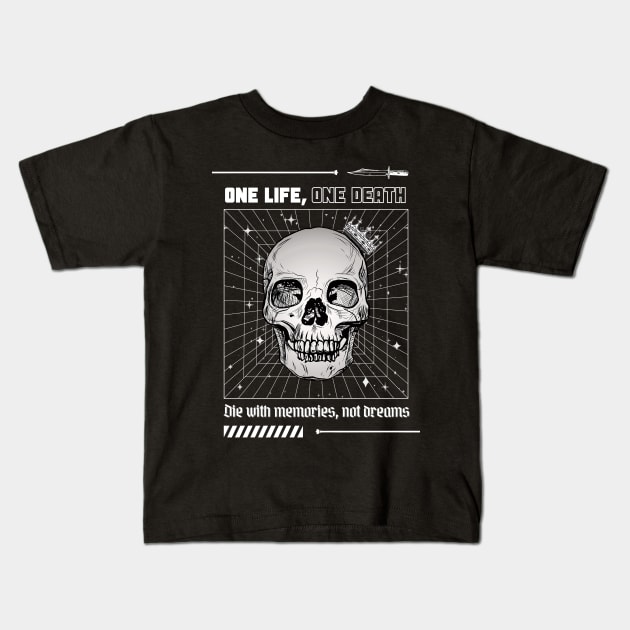 Skull King Kids T-Shirt by Cerverie